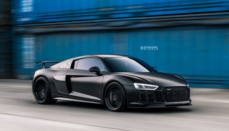 Audi R8 V10 Plus с кастомным обвесом на дисках Strasse Wheels